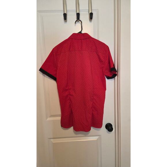 Vertical Sport Slim Fit Red Short Sleeve Button Down Shirt Size L - Picture 3 of 3
